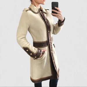 Moschino light beige rockstud shearling coat S